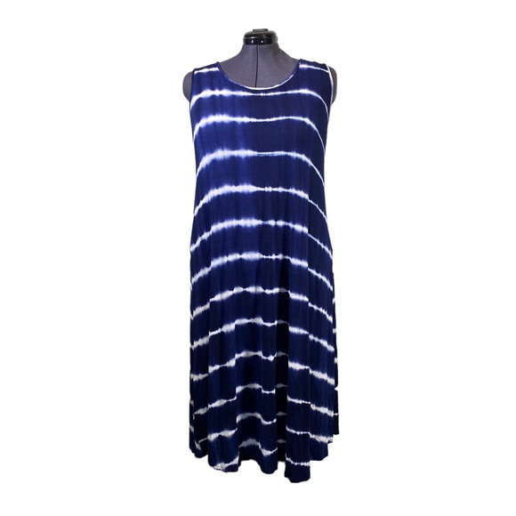 Vibe Sportswear Dresses & Skirts - Vibe Sportswear 2X Women's plus size Blue tie dye maxi dress sleeveless
